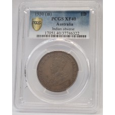 AUSTRALIA 1930 . ONE 1 PENNY . PCGS XF40